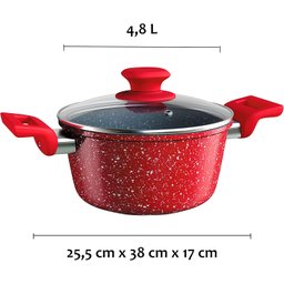 Caçarola 24 Cm Colorstone de Alumínio com Antiaderente e Tampa de Vidro, Volcano, Alu8655-vo, Euro H - 2