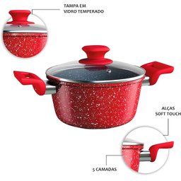 Caçarola 24 Cm Colorstone de Alumínio com Antiaderente e Tampa de Vidro, Volcano, Alu8655-vo, Euro H - 3