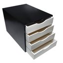 Ver imagem 1 de Caixa Arquivo Gaveteiro em Mdf Black Piano com 4 Gavetas Fundas Brancas R3400 Souza