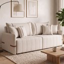 Ver imagem 1 de Sofá Cama Retrátil 200cm Essence D05 Linho Cru/camel - Mpozenato