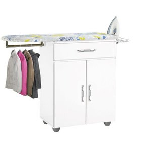 Tabua de passar roupa Gaveta 02 portas Branca com cabideiro PASSE BEM