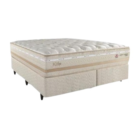CONJUNTO: BOX + COLCHÃO HERVAL KOLN - MOLAS MAXSPRING KING 193X203X71