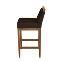 Ver imagem 3 de Banqueta Alta Lyara em Madeira Maciça com Encosto estofada Suede Marrom Marinho Móveis Banqueta Lyar