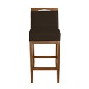 Ver imagem 2 de Banqueta Alta Lyara em Madeira Maciça com Encosto estofada Suede Marrom Marinho Móveis Banqueta Lyar