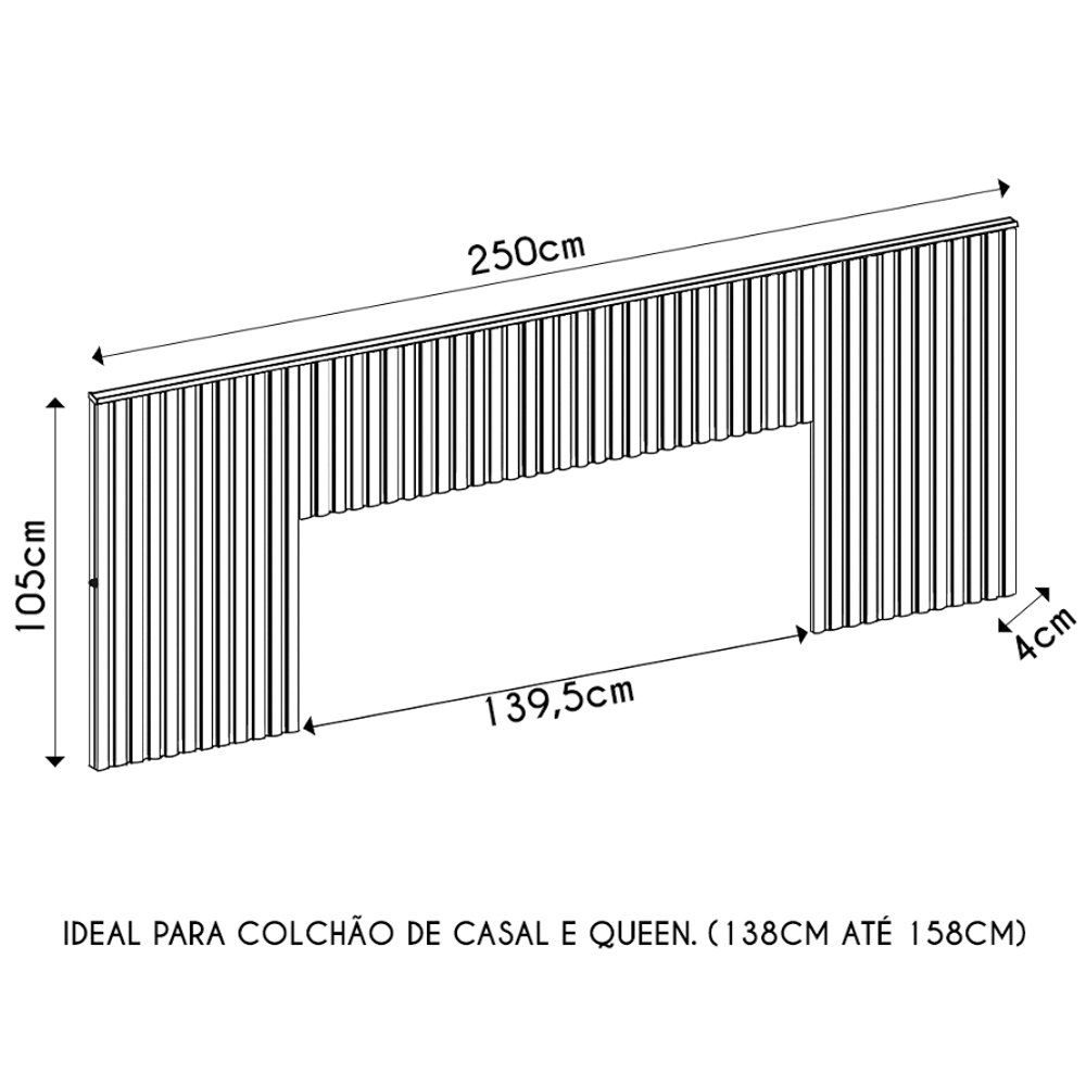 Cabeceira Cama Box Casal e Queen Painel Ripado com Led Lyce D04 Freijó - Mpozenato - 4