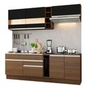 Ver imagem 3 de Armário de Cozinha Completa 220cm Rustic/Rustic/Preto Parma Madesa 02