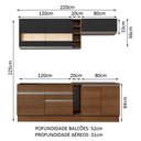 Ver imagem 4 de Armário de Cozinha Completa 220cm Rustic/Rustic/Preto Parma Madesa 02