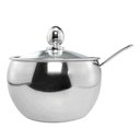 Ver imagem 3 de Kit 02 Açucareiro Inox Tampa de Vidro Colher Cozinha 300ml