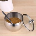 Ver imagem 4 de Kit 02 Açucareiro Inox Tampa de Vidro Colher Cozinha 300ml