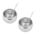 Ver imagem 1 de Kit 02 Açucareiro Inox Tampa de Vidro Colher Cozinha 300ml