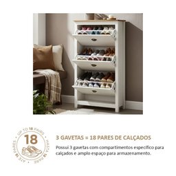 Sapateira 3 Gavetas Topázio 100% Madeira Maciça - 9