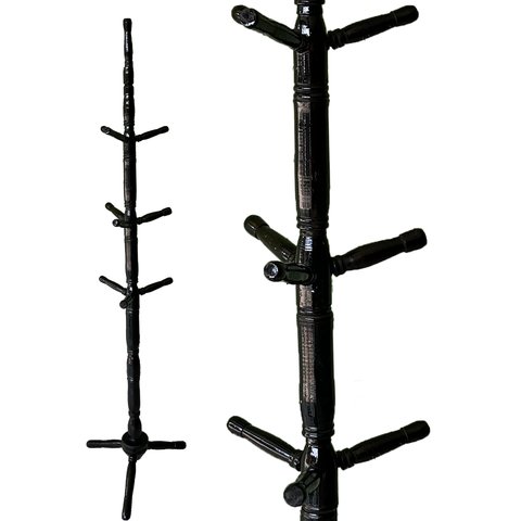 Cabideiro de Chão Preto Envernizado Mancebo Arara de Roupas 10 Ganchos em Madeira Cabide