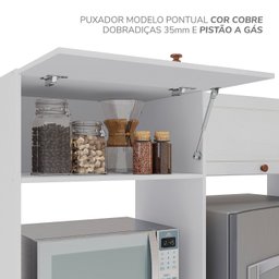 Cozinha Pérola com Rodapé 5 Peças Torre Quente Aéreo 3 Portas Balcão 120 Balcão 80 e Basculante Yesc - 10