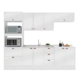 Cozinha Pérola com Rodapé 5 Peças Torre Quente Aéreo 3 Portas Balcão 120 Balcão 80 e Basculante Yesc - 3