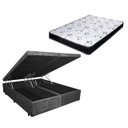 Ver imagem 1 de Cama Box Baú Queen Bi-partido Gold Cinza Suede + Colchão Espuma D28 138x188x17