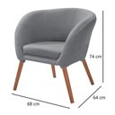 Ver imagem 3 de Conjunto de Poltronas Afrodite Tecido Veludo Cinza Base Palito Madeira