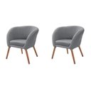 Ver imagem 2 de Conjunto de Poltronas Afrodite Tecido Veludo Cinza Base Palito Madeira