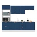 Ver imagem 3 de Cozinha Pérola com Rodapé 5 Peças Torre Quente Aéreos Balcão 120 Balcão 80 e Basculante Yescasa Azul