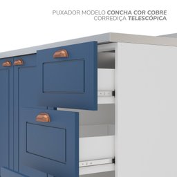 Cozinha Pérola com Rodapé 5 Peças Torre Quente Aéreo 3 Portas Balcão 120 Balcão 80 e Basculante Yesc - 9