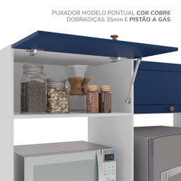 Cozinha Pérola com Rodapé 5 Peças Torre Quente Aéreo 3 Portas Balcão 120 Balcão 80 e Basculante Yesc - 10