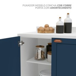 Cozinha Pérola com Rodapé 5 Peças Torre Quente Aéreo 3 Portas Balcão 120 Balcão 80 e Basculante Yesc - 8