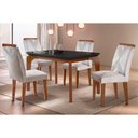 Ver imagem 1 de Conjunto: Mesa Sala Jantar Londrina C/ Tampo Madeirado C/ Vidro Canto Reto 120x80cm e 4 Cadeiras