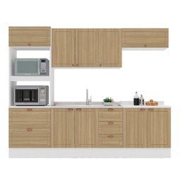 Cozinha Pérola com Rodapé 5 Peças Torre Quente Aéreo 3 Portas Balcão 120 Balcão 80 e Basculante Yesc - 3
