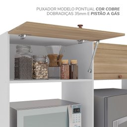 Cozinha Pérola com Rodapé 5 Peças Torre Quente Aéreo 3 Portas Balcão 120 Balcão 80 e Basculante Yesc - 10