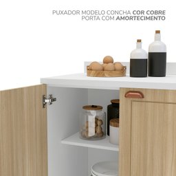 Cozinha Pérola com Rodapé 5 Peças Torre Quente Aéreo 3 Portas Balcão 120 Balcão 80 e Basculante Yesc - 8