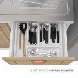 Cozinha Pérola com Rodapé 5 Peças Torre Quente Aéreo 3 Portas Balcão 120 Balcão 80 e Basculante Yesc - 15