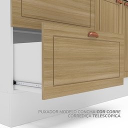 Cozinha Pérola com Rodapé 5 Peças Torre Quente Aéreo 3 Portas Balcão 120 Balcão 80 e Basculante Yesc - 12