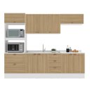 Ver imagem 3 de Cozinha Pérola com Rodapé 5 Peças Torre Quente Aéreo 3 Portas Balcão 120 Balcão 80 e Basculante Yescasa Marrom/Branco/Carvalho