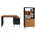 Ver imagem 2 de Escritório Completo Plus 2 Portas 2 Gavetas Freijó/Preto - Artany Móveis