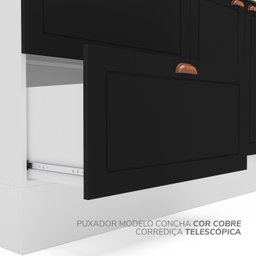 Cozinha Pérola com Rodapé 5 Peças Torre Quente Aéreo 3 Portas Balcão 120 Balcão 80 e Basculante - 12