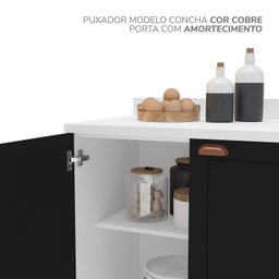 Cozinha Pérola com Rodapé 5 Peças Torre Quente Aéreo 3 Portas Balcão 120 Balcão 80 e Basculante - 8