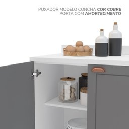 Cozinha Pérola com Rodapé 5 Peças Torre Quente Aéreo 3 Portas Balcão 120 Balcão 80 e Basculante Yesc - 8