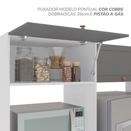 Cozinha Pérola com Rodapé 5 Peças Torre Quente Aéreo 3 Portas Balcão 120 Balcão 80 e Basculante Yesc - 10