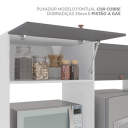 Cozinha Pérola com Rodapé 5 Peças Torre Quente Aéreo 3 Portas Balcão 120 Balcão 80 e Basculante Yesc - 10