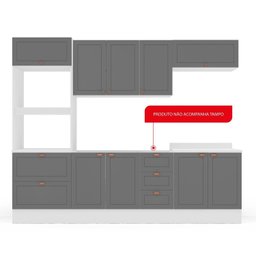 Cozinha Pérola com Rodapé 5 Peças Torre Quente Aéreo 3 Portas Balcão 120 Balcão 80 e Basculante Yesc - 5