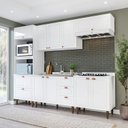 Ver imagem 1 de Cozinha Pérola Completa Modulada 5 Peças Torre Quente Aéreo 3 Portas Balcão 120 Balcão 80 e Basculante Yescasa Branco