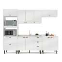 Ver imagem 3 de Cozinha Pérola Completa Modulada 5 Peças Torre Quente Aéreo 3 Portas Balcão 120 Balcão 80 e Basculante Yescasa Branco