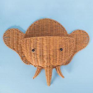 Cesto Organizador de Parede 60cm Elefante Textura Palha Rattan - Oikos