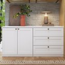 Ver imagem 1 de Cômoda para Quarto 158 Cm com 2 Portas e 3 Gavetas 100% Mdf Cor:branco Fosco