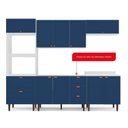 Ver imagem 5 de Cozinha Pérola Completa Modulada 5 Peças Torre Quente Aéreo 3 Portas Balcão 120 Balcão 80 e Basculante Yescasa Azul/Branco