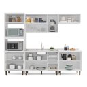 Ver imagem 7 de Cozinha Pérola Completa Modulada 5 Peças Torre Quente Aéreo 3 Portas Balcão 120 Balcão 80 e Basculante Yescasa Azul/Branco