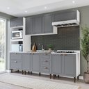 Ver imagem 2 de Cozinha Pérola Completa 5 Peças Torre Quente Aéreo 3 Portas Balcão 120 Balcão 80 e Basculante Yescas