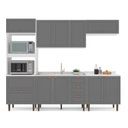 Ver imagem 3 de Cozinha Pérola Completa Modulada 5 Peças Torre Quente Aéreo 3 Portas Balcão 120 Balcão 80 e Basculante Yescasa Cinza/Branco