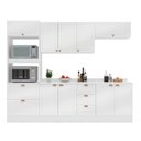 Ver imagem 3 de Cozinha Pérola com Tampo e Rodapé 5 Peças Torre Quente Aéreo 3 Portas Basculante Balcão 120 e de 80 