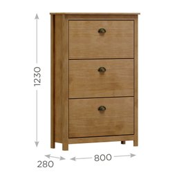 Sapateira para Quarto de Madeira Maciça com 3 Gavetas Topázio  - 4