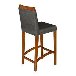 Kit 3 Banquetas Dubai Alta Bar Luxo Pés em Madeira Maciça Área Gourmet Balcão Sacada Hall Cor Cinza - 4